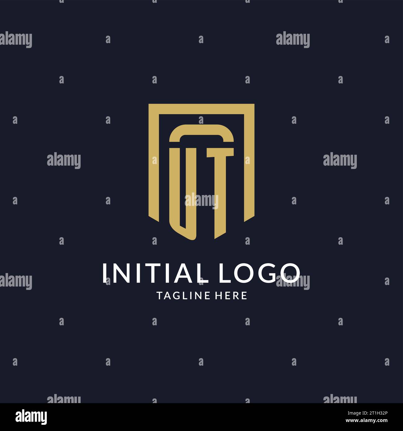 UT logo initial with geometric shield shape design style vector graphic Stock Vector