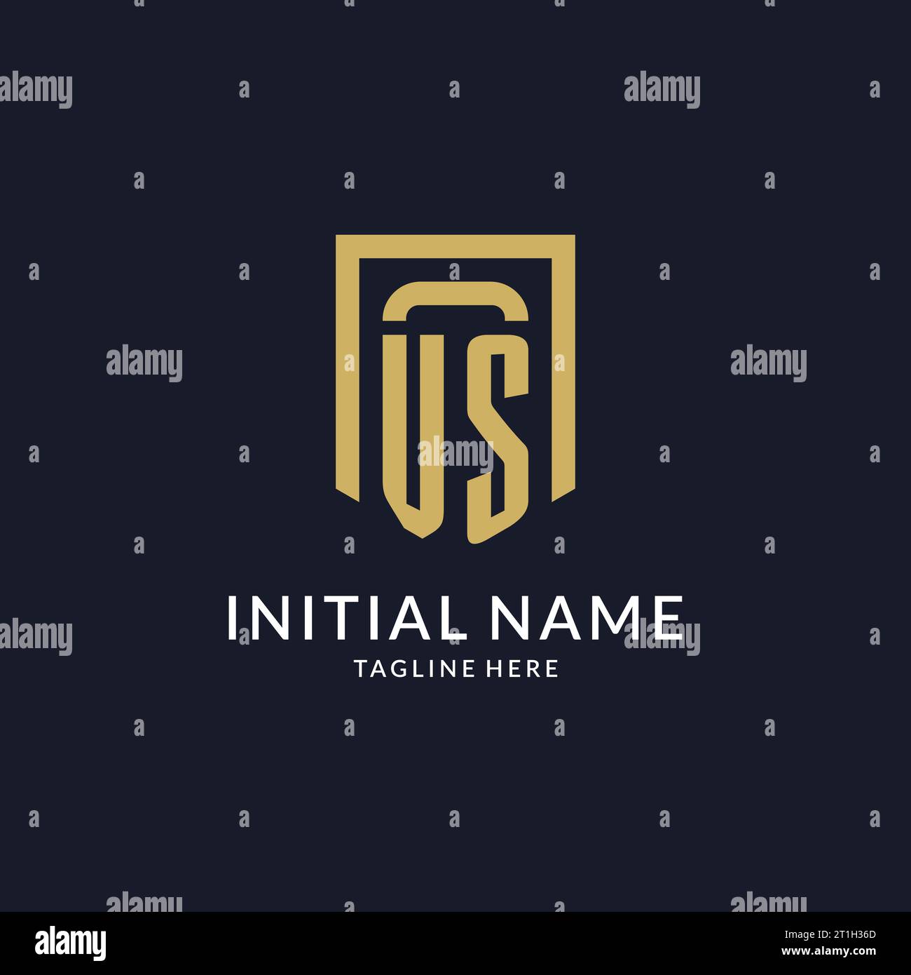 VS logo initial with geometric shield shape design style vector graphic Stock Vector