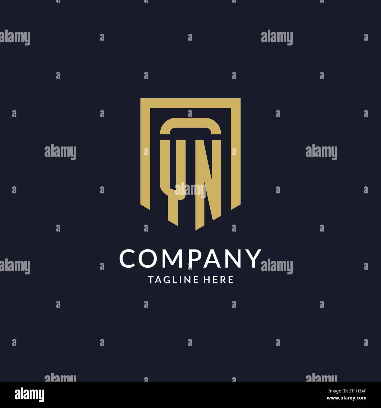 YN logo initial with geometric shield shape design style vector graphic Stock Vector