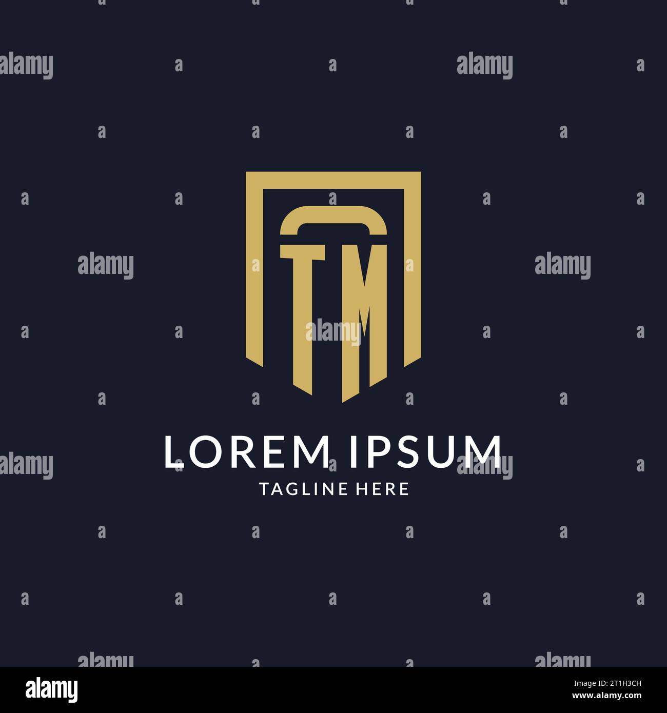 TM logo initial with geometric shield shape design style vector graphic Stock Vector