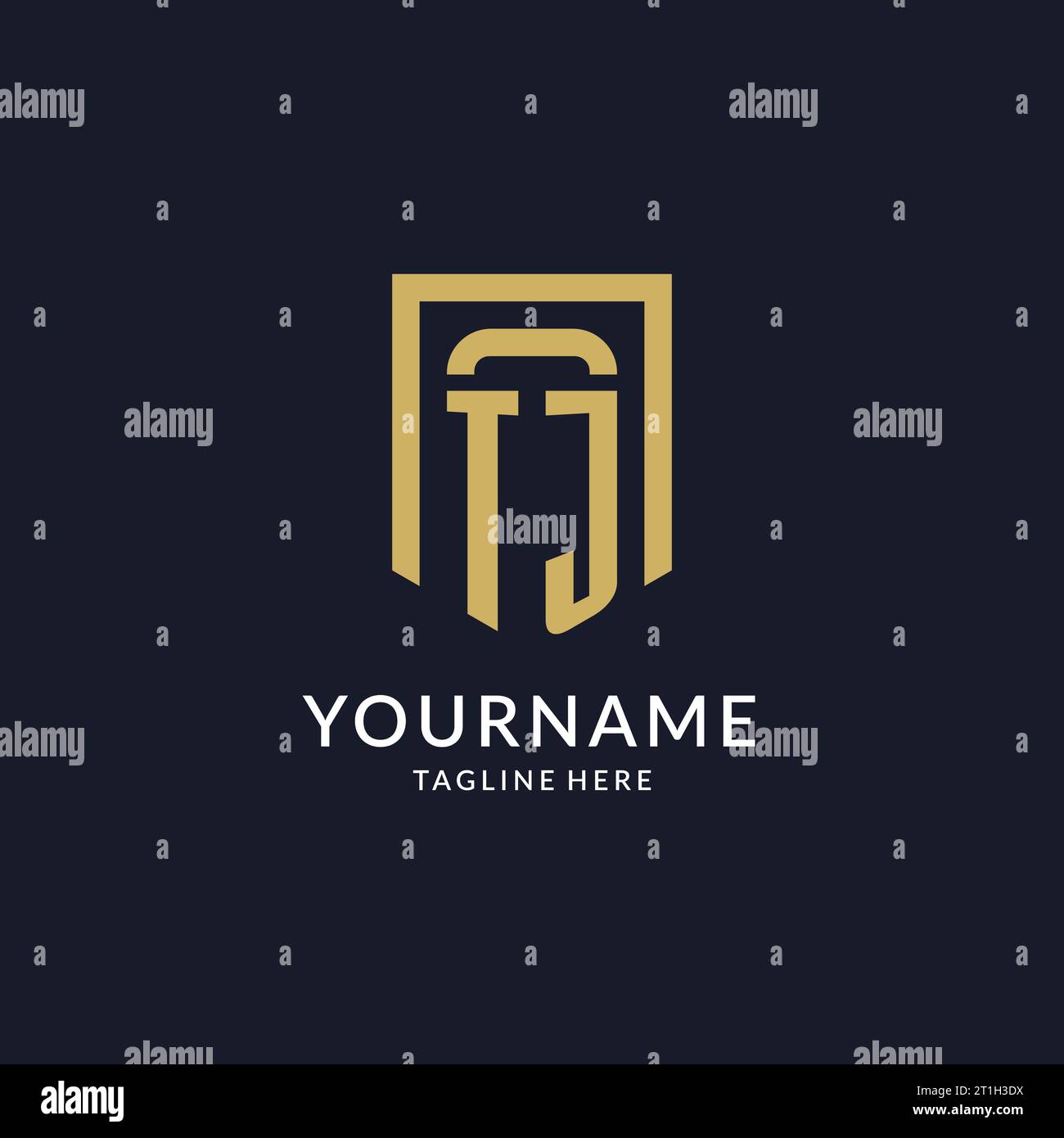 TJ logo initial with geometric shield shape design style vector graphic Stock Vector