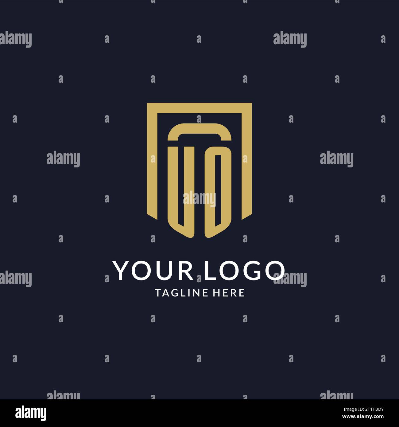 UO logo initial with geometric shield shape design style vector graphic Stock Vector