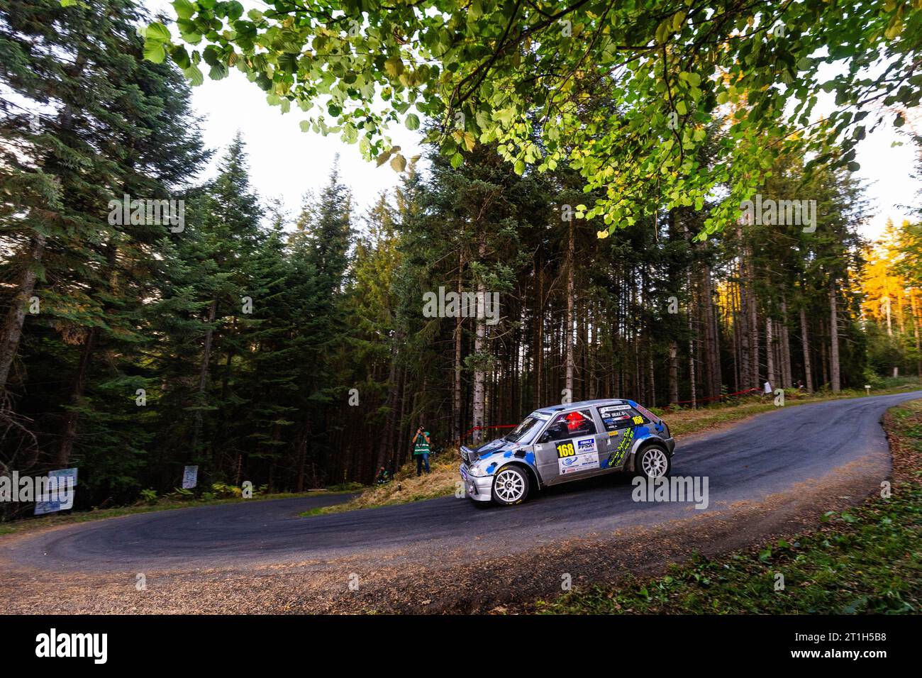 Ambert, France. 13th Oct, 2023. 168 DELILE Sylvain, AUGIER Pascale, Citroën AX F212, action during the Finale de la Coupe de France des Rallyes Ambert 2023, from October 12 au 14, 2023 in Ambert, France - Photo Damien Saulnier/DPPI Credit: DPPI Media/Alamy Live News Stock Photo