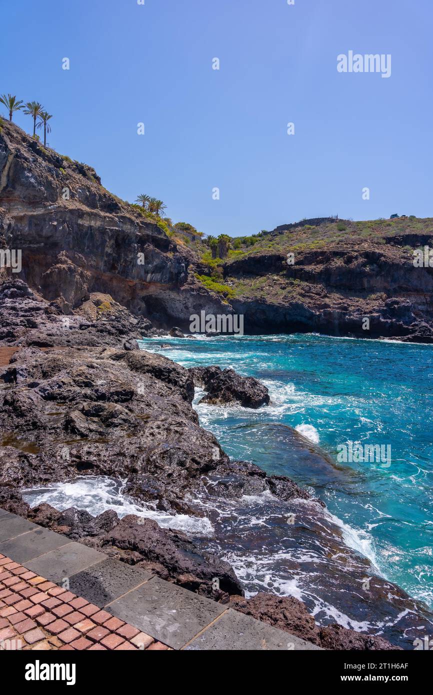Beautiful coastline at Abama beach on the west coast of Tenerife, Canary Islands Stock Photo