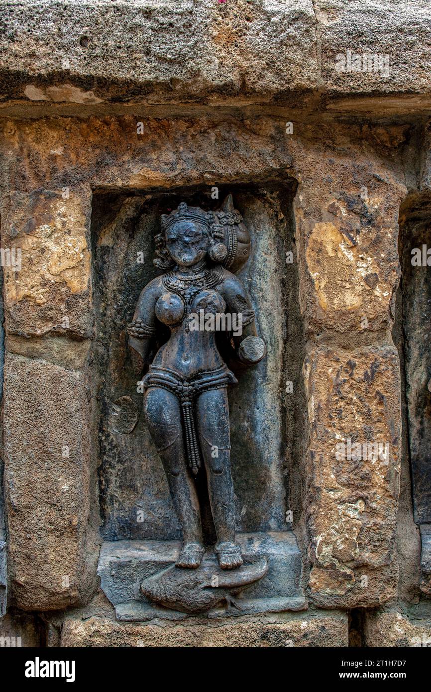 07 21 2007 One of the Sixty Four yoginis in the 9th century Yogini Temple, worshipped for their assistance to goddess Durga, Hirapur near Bhubaneshwar Stock Photo