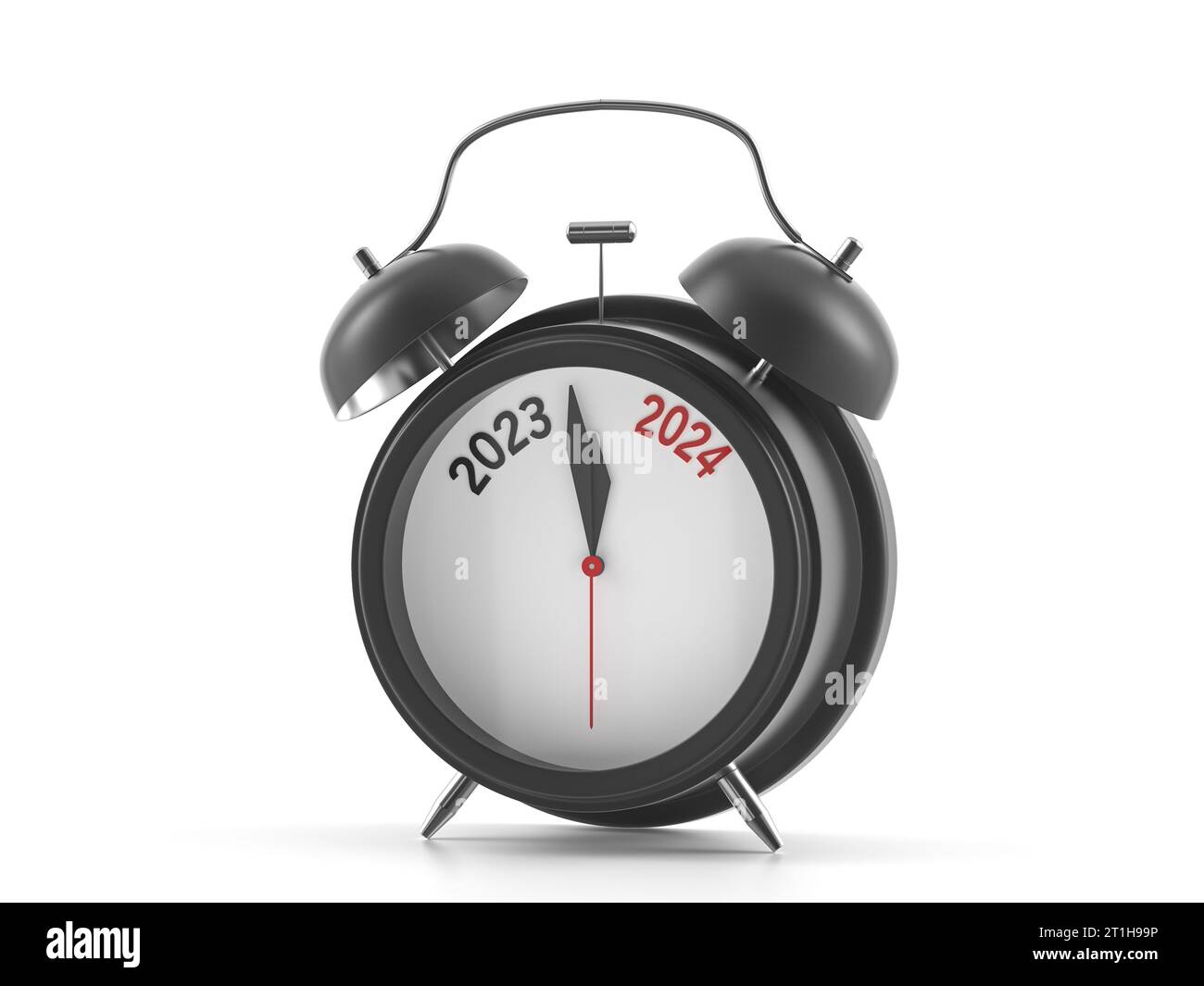 Alarm clock new 2024 on a white background. 3d illustration Stock Photo
