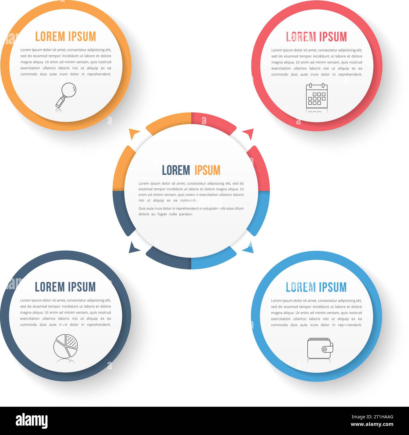 Circle infographic template with four elements, steps or options ...