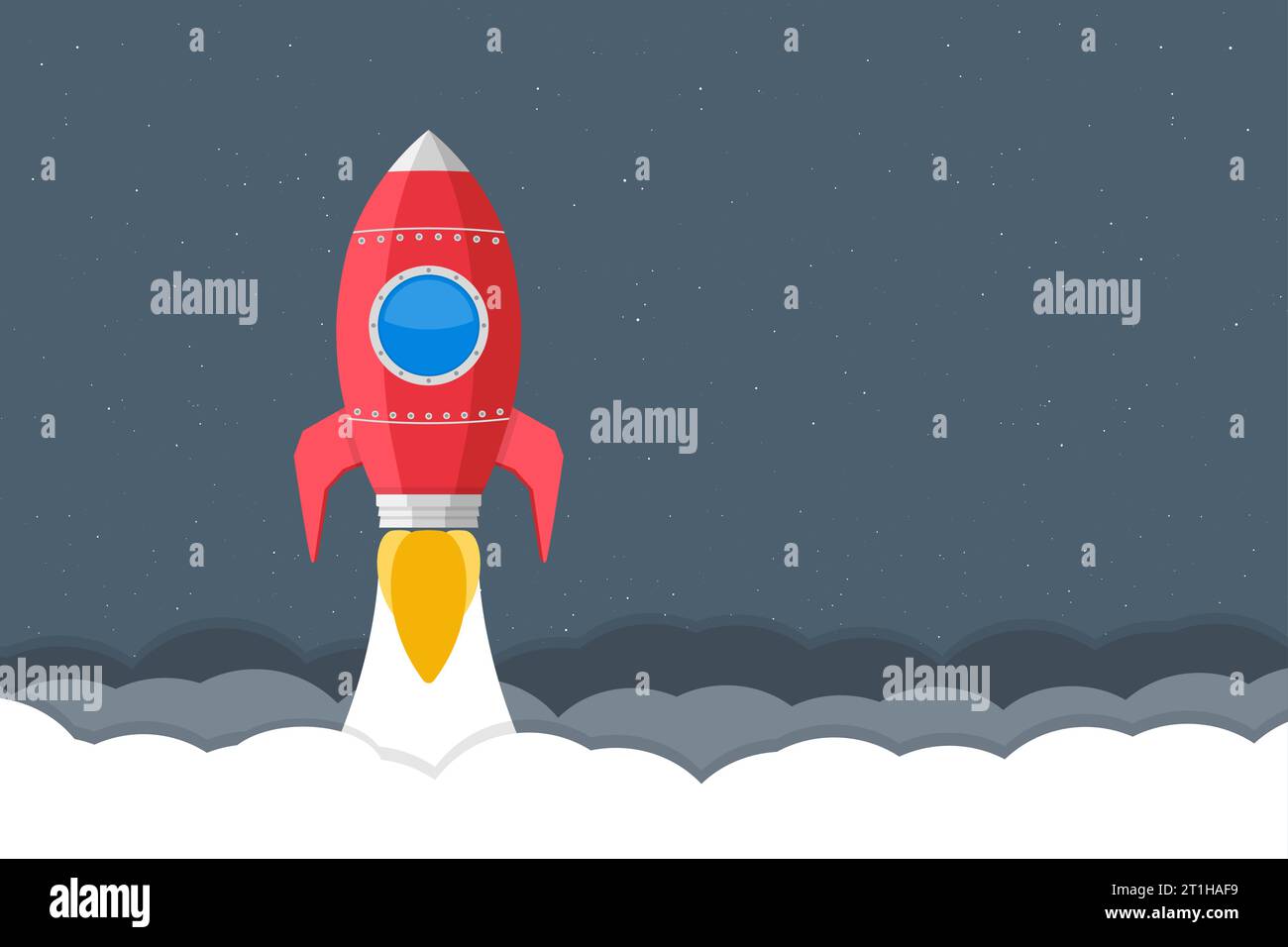 Red rocket in space, business start-up metaphor, vector eps10 illustration Stock Vector