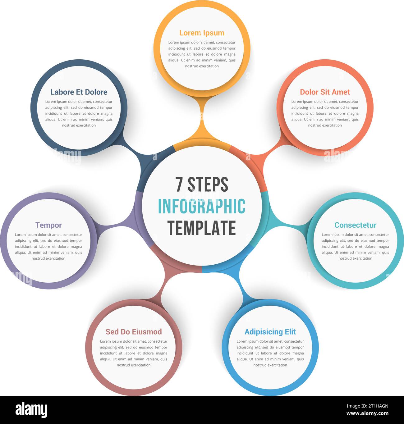 Circle diagram infographic template with seven steps or options ...