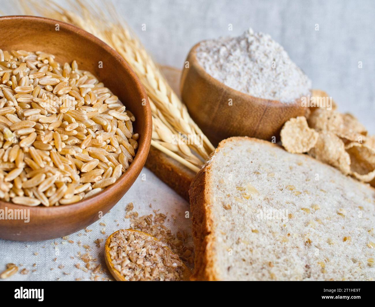 Healthy organic diet, high in fiber with whole grain wheat and wheat