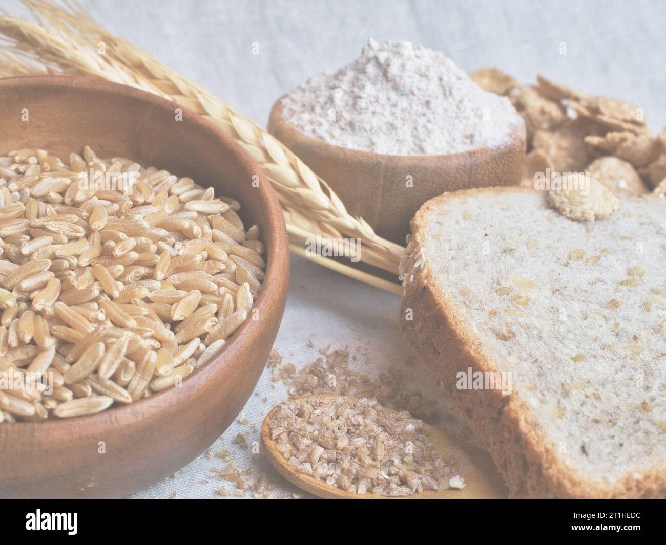 Faded image of whole grains wheat, wheat cereal, cracked wheat, gluten
