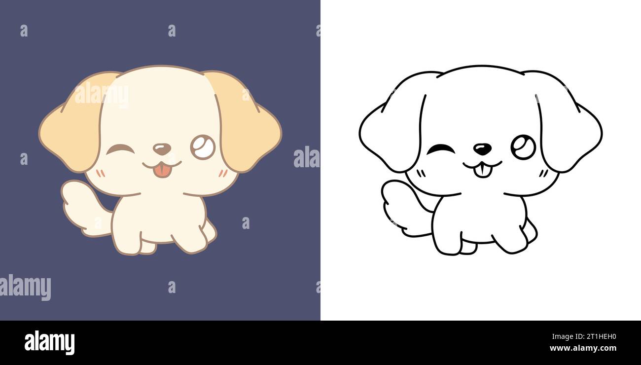 Kawaii Labrador Retriever Clipart Multicolored and Black and White ...