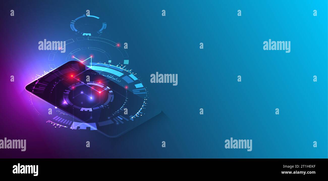 Isometric big data processing concept, cloud database. Abstract technology background. Vector illustration Stock Vector