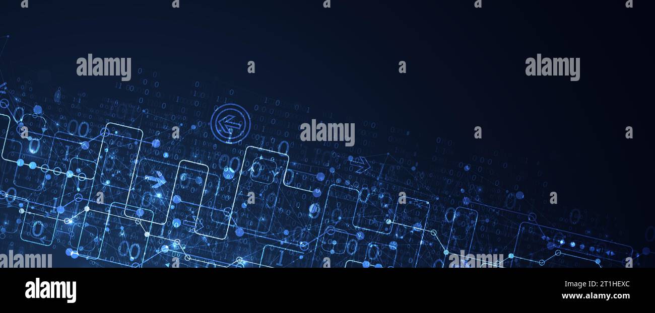 Abstract technology concept with binary code . Circuit board, high computer color background. Vector illustration with space for content, web - templa Stock Vector