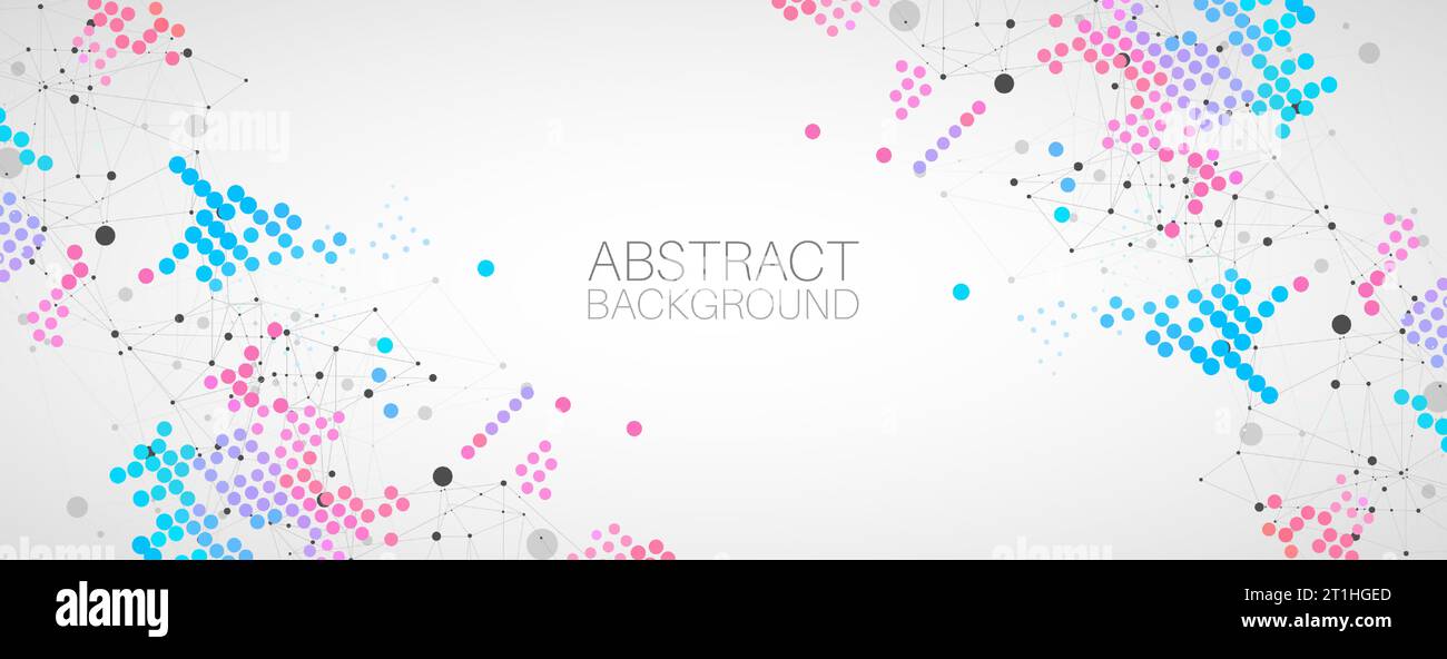 Modern geometrical circle abstract background. Dotted texture template. Geometric pattern in halftone style with plexus effect. Stock Vector