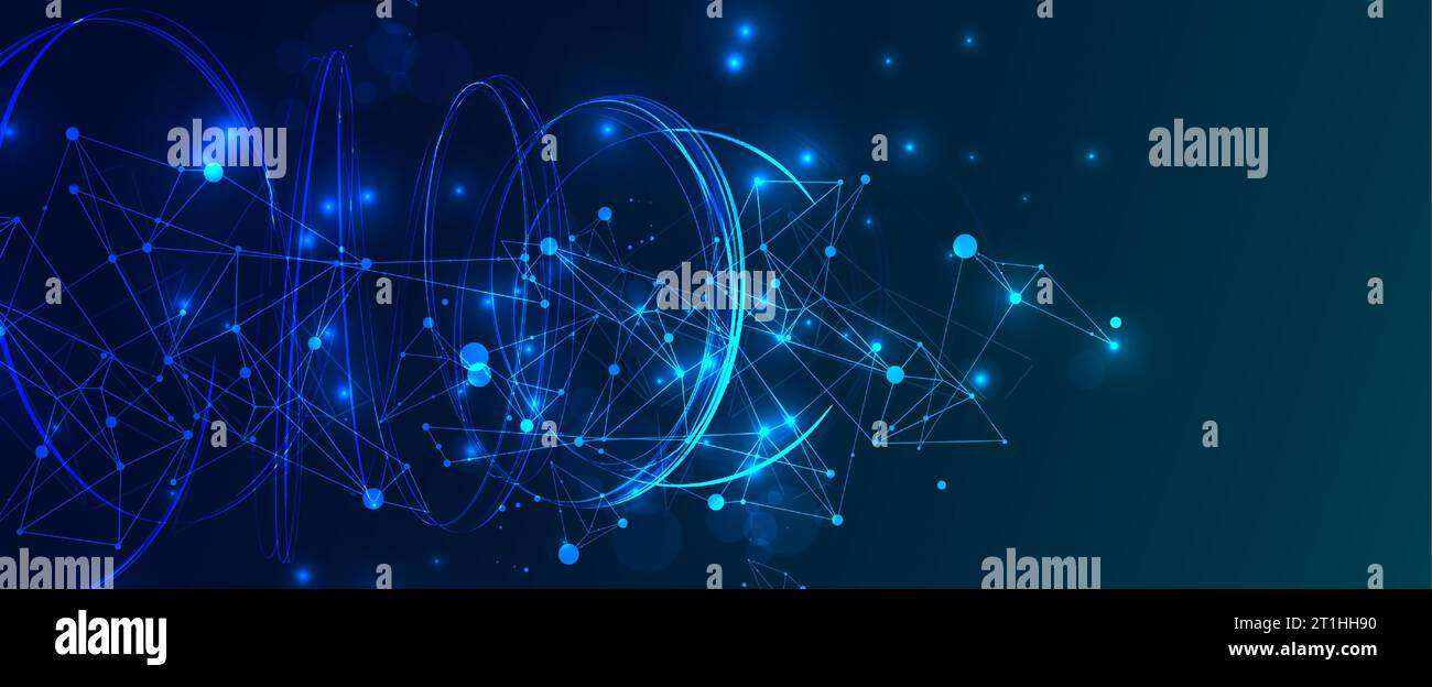 Abstract swirling  lines with plexus effect. Futuristic geometric composition. Background for design works. Stock Vector