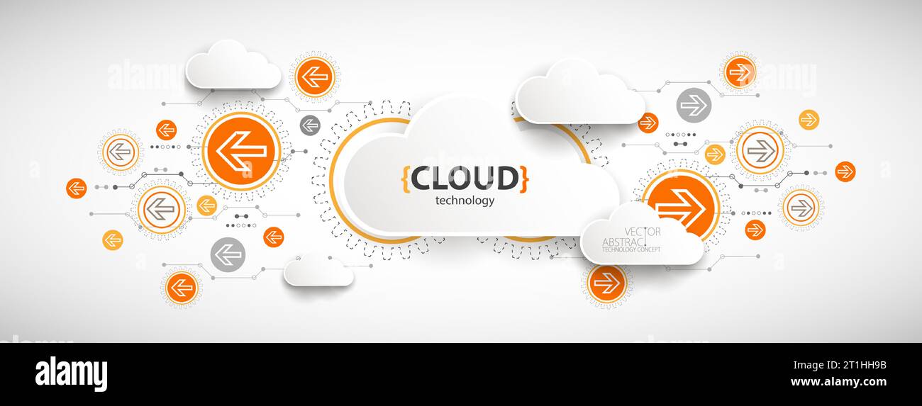Cloud storage technology. Integrated digital web concept background. Stock Vector