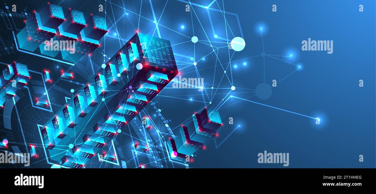 Isometric big data concept, database. Abstract technology background ...