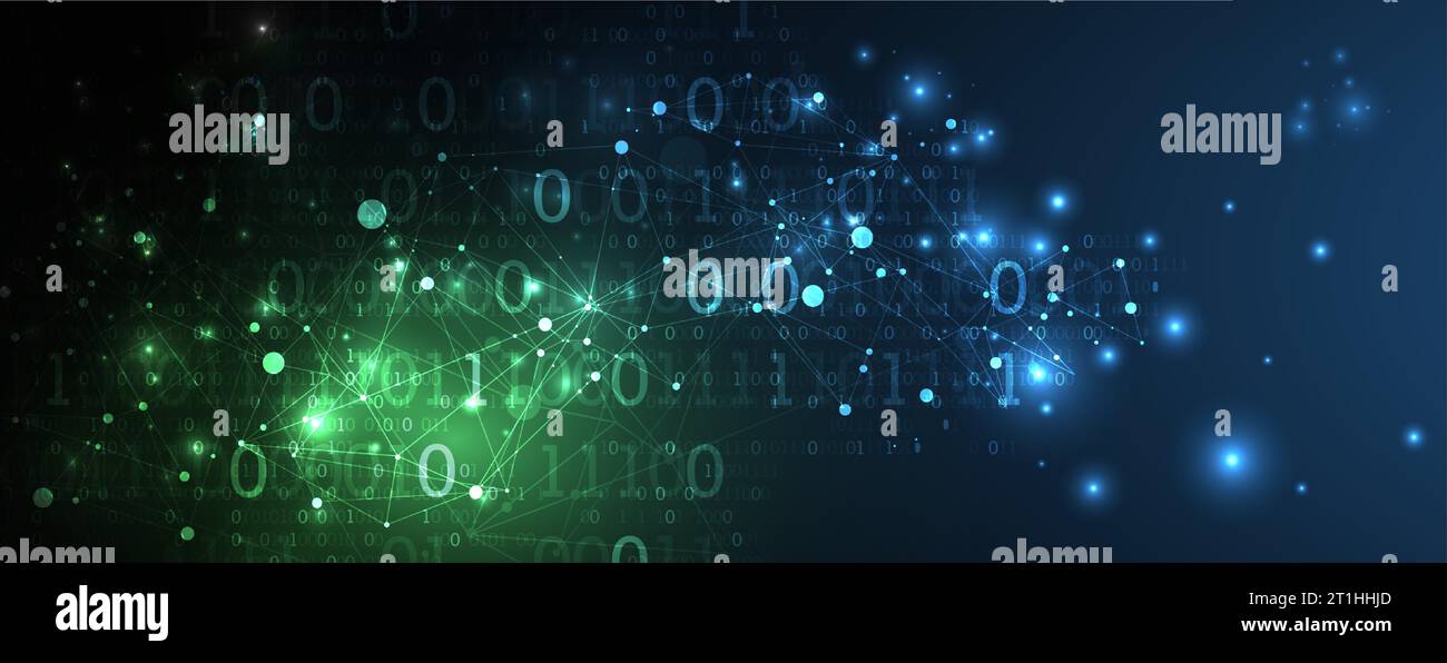 Technology background with plexus effect. Big data concept. Binary ...