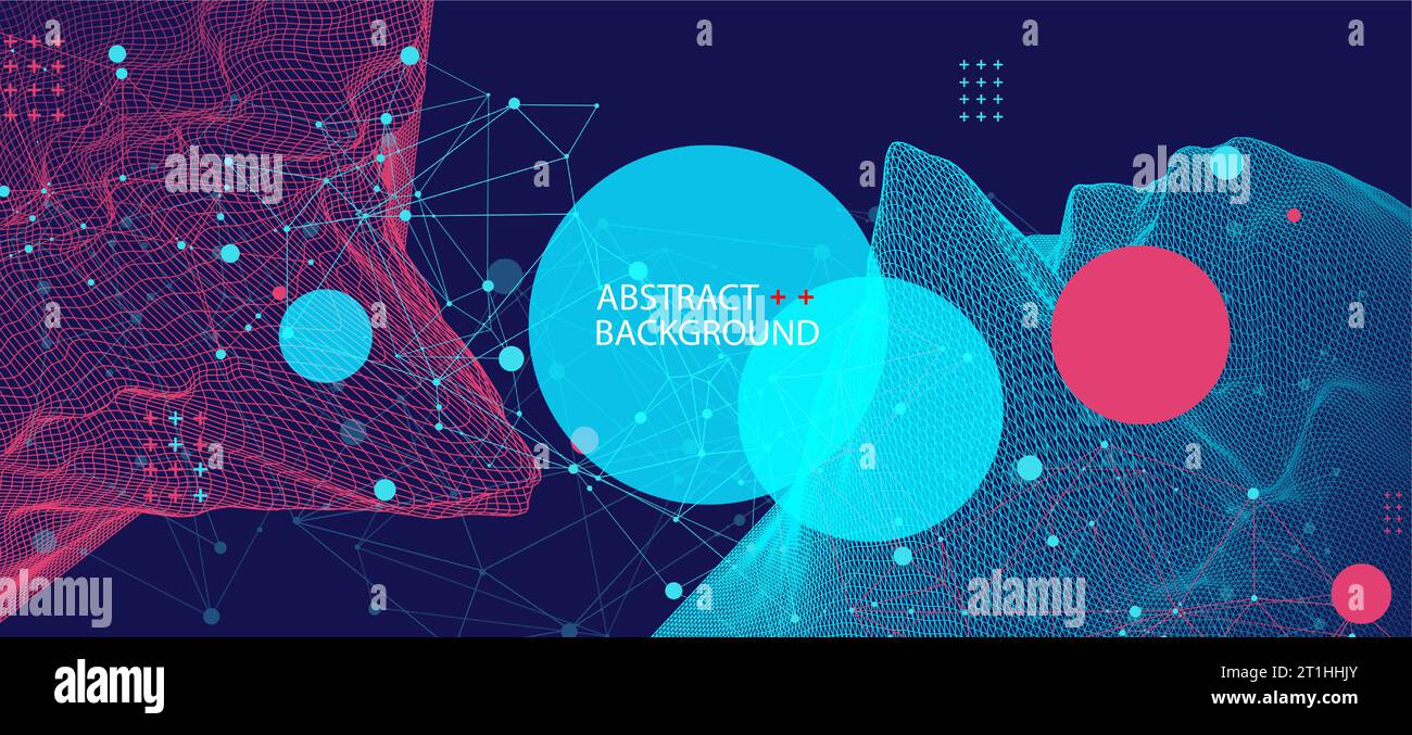 Template for science and technology presentation. Plexus style background. Stock Vector
