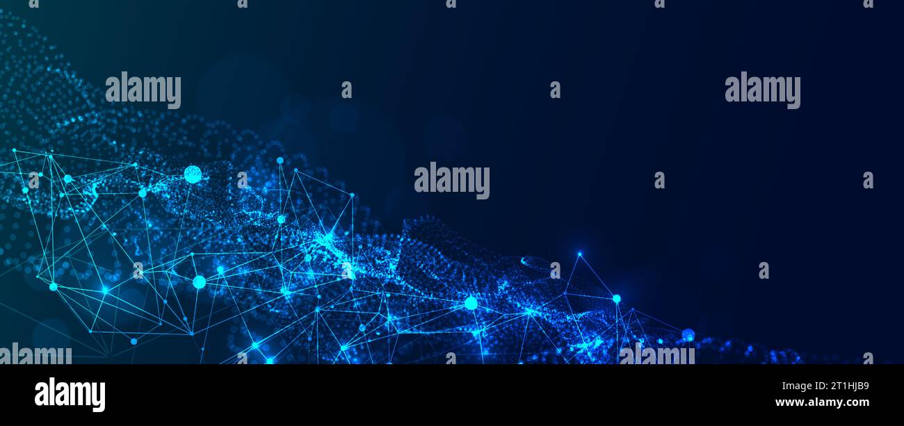 Abstract plexus vector background. Glowing particles dynamic flow Stock ...