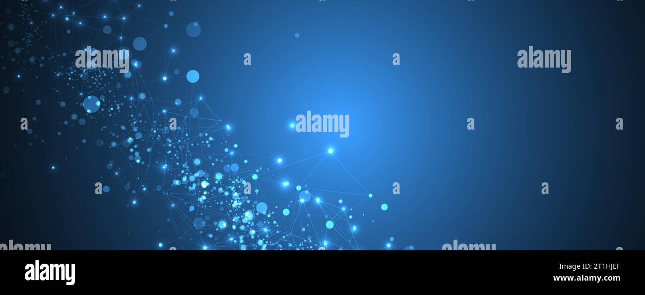 Abstract polygonal vector science background with connecting dots and lines. Stock Vector