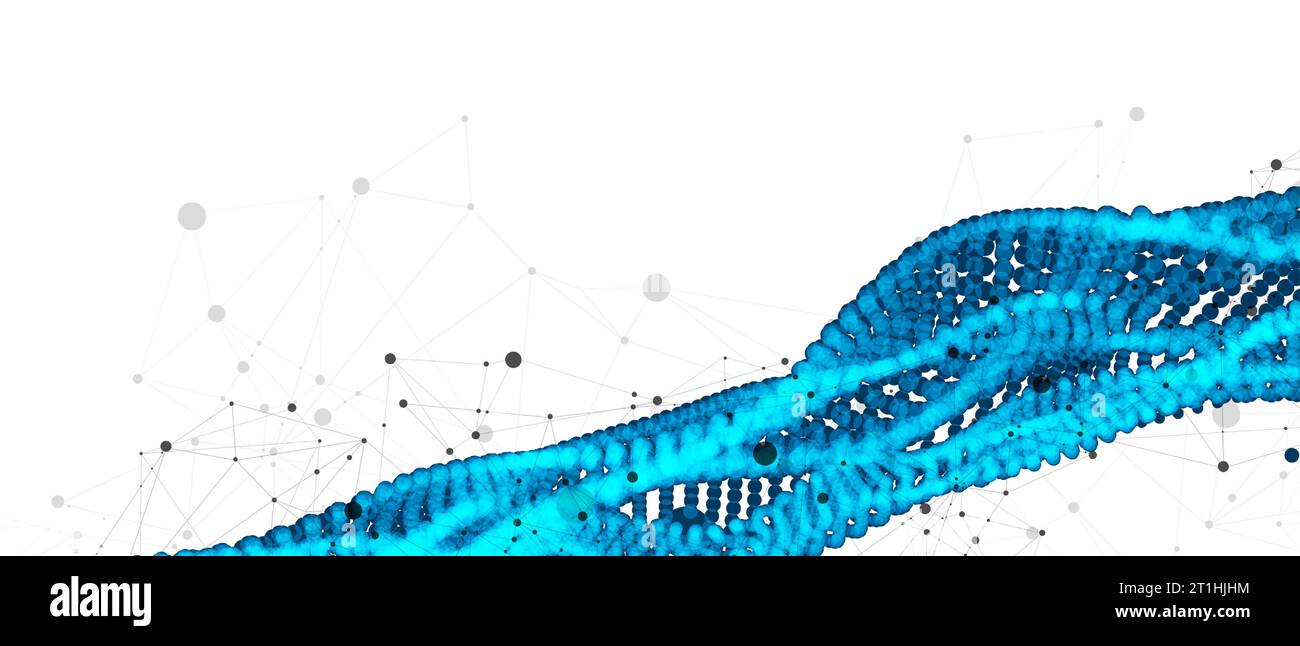 Abstract vector background. Particles dynamic flow with plexus effect. Stock Vector