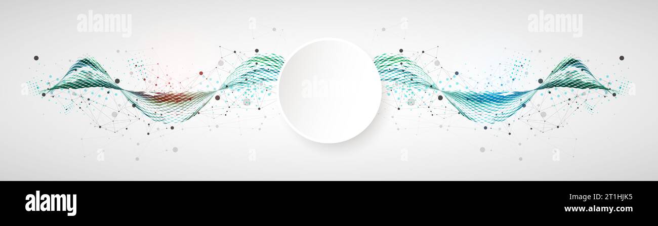 Template for science and technology presentation. Plexus style background. Stock Vector