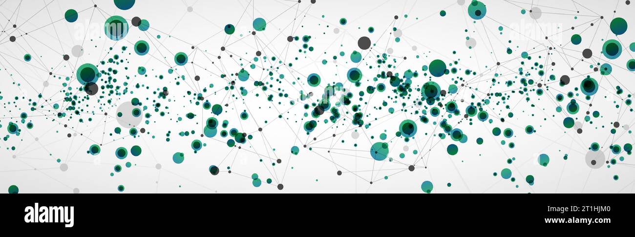 Template for science and technology presentation with connecting dots and lines.  Plexus style background. Global network connection. Stock Vector