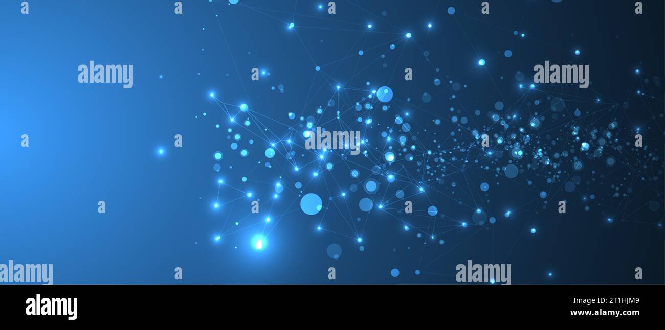 Abstract polygonal vector science background with connecting dots and lines. Stock Vector