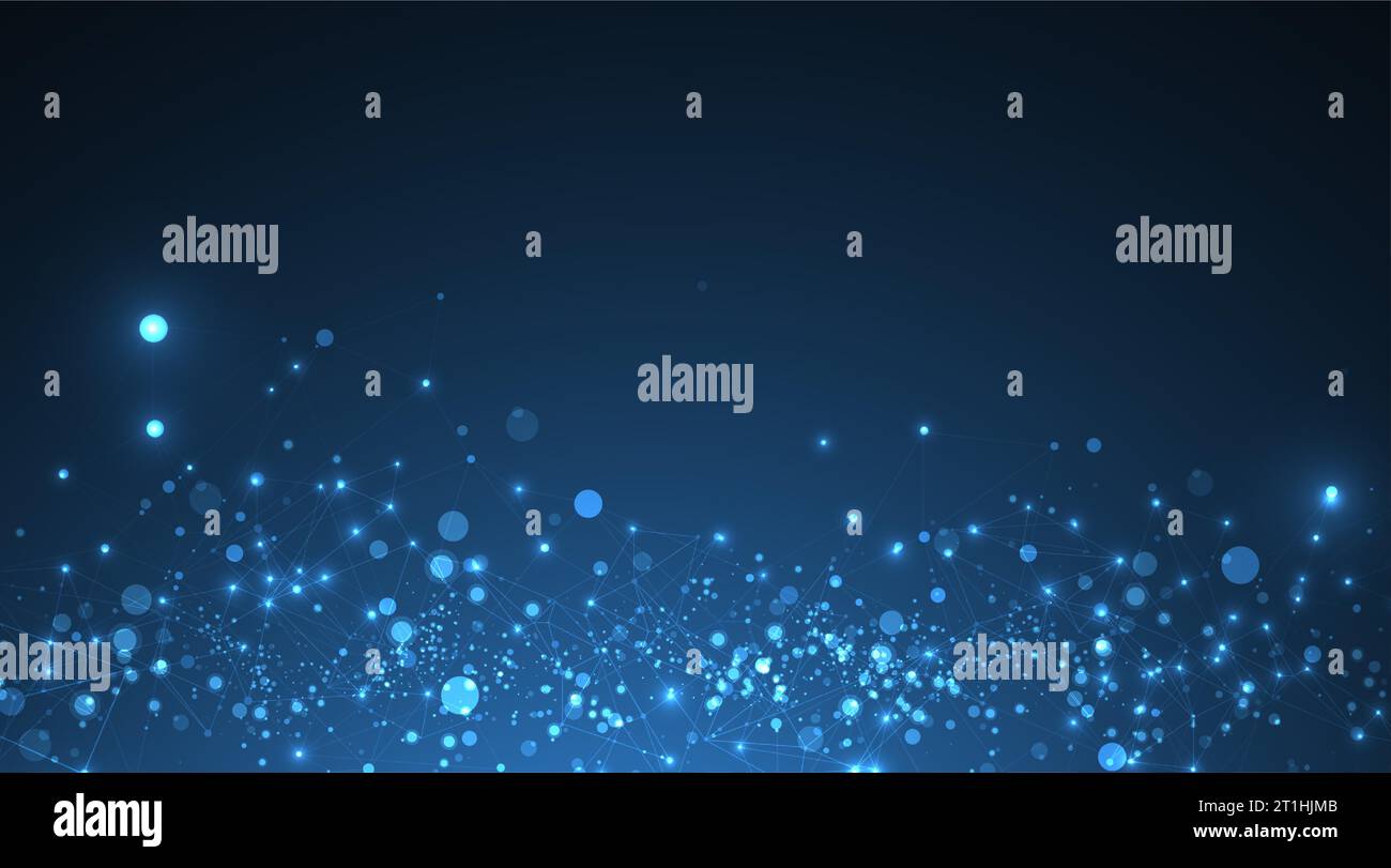 Abstract polygonal vector science background with connecting dots and lines. Stock Vector