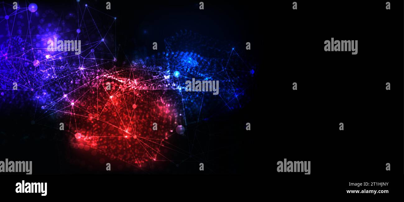 Abstract plexus vector background. Glowing particles dynamic flow. Stock Vector