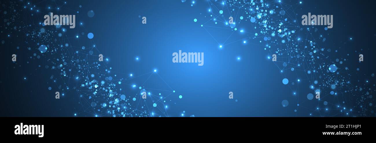 Abstract polygonal vector science background with connecting dots and lines. Stock Vector