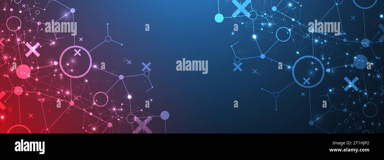 Template for science and technology presentation. Plexus style background. Stock Vector
