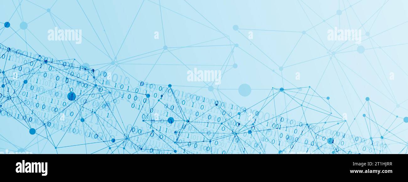 Technology background with plexus effect. Big data concept. Binary computer code.  Vector illustration. Stock Vector