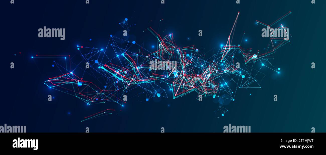 Abstract polygonal vector science background with connecting dots and lines. Stock Vector