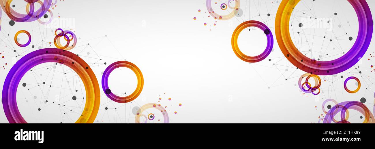 Abstract background with gradient circles. Scientific, futuristic theme with plexus effect. Stock Vector