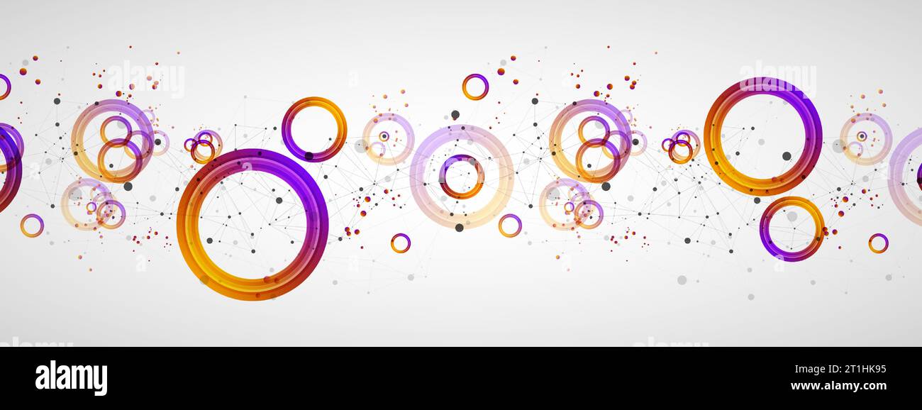 Abstract background with gradient circles. Scientific, futuristic theme with plexus effect. Stock Vector