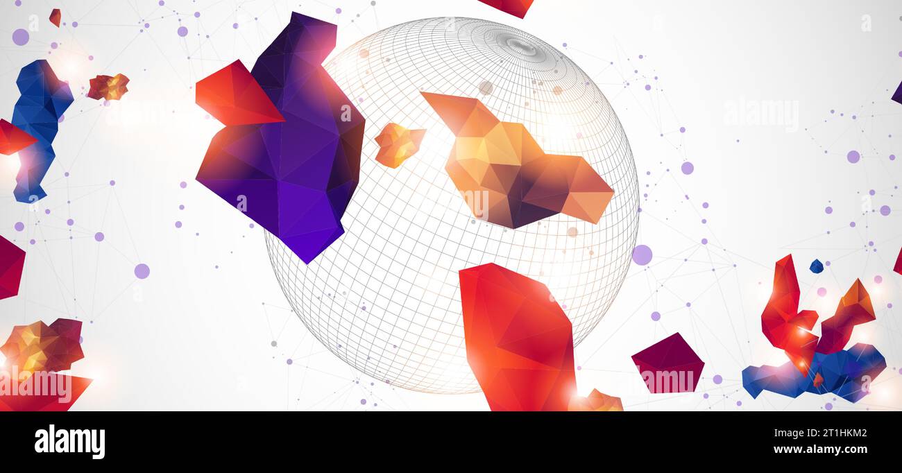 Abstract sphere background with plexus effect. 3D surface Stock Vector ...