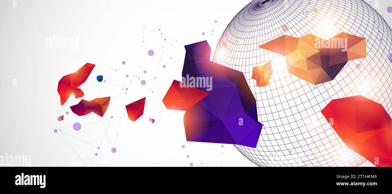 Abstract sphere background with plexus effect. 3D surface Stock Vector ...