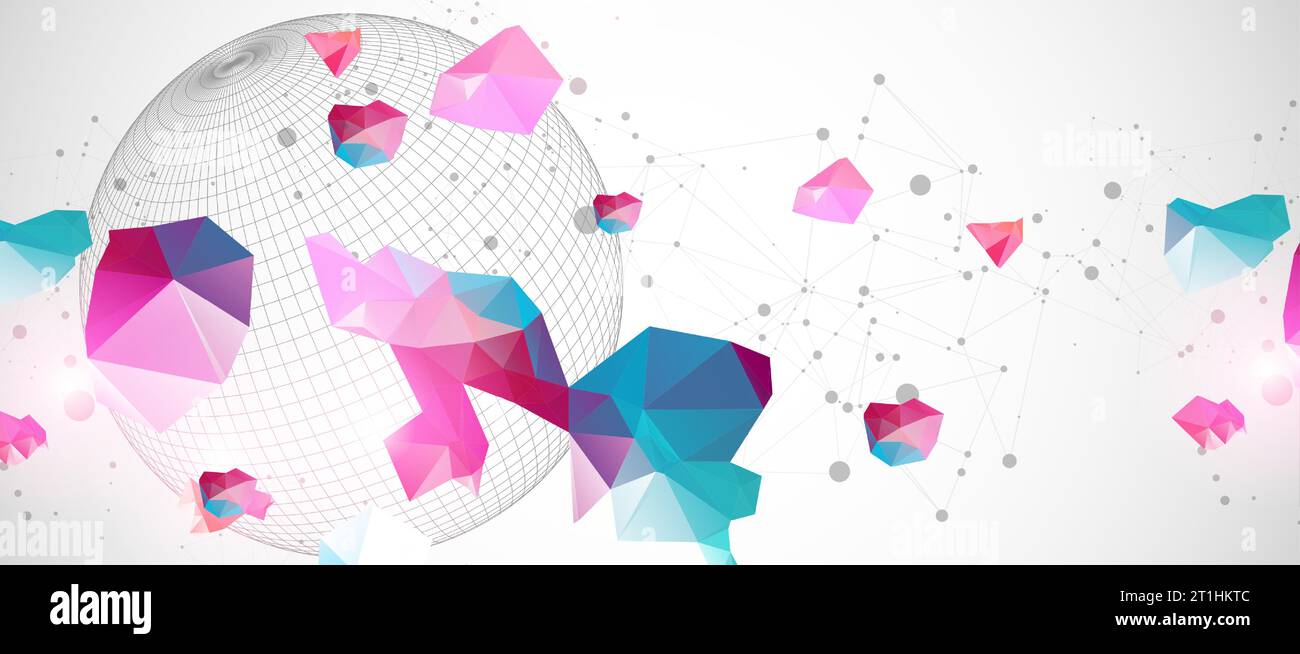 Abstract sphere background with plexus effect. 3D surface Stock Vector ...