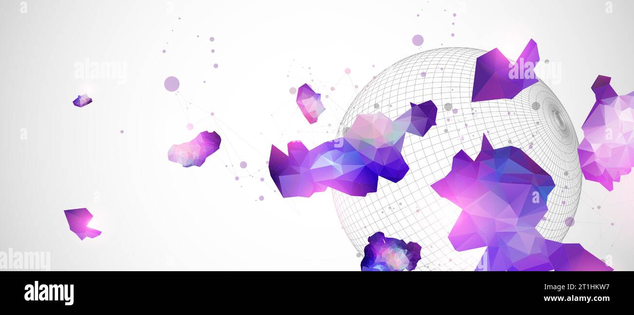 Abstract sphere background with plexus effect. 3D surface Stock Vector ...