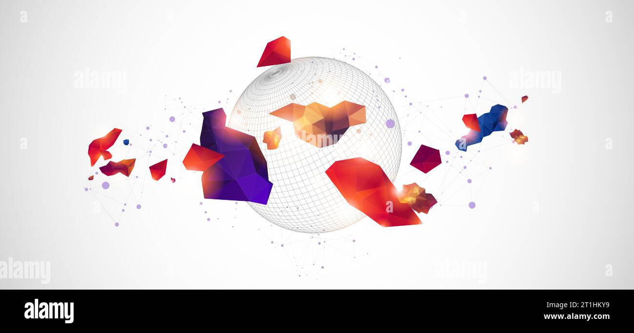 Abstract sphere background with plexus effect. 3D surface Stock Vector ...