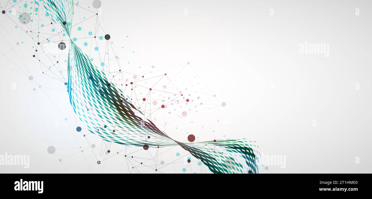 Template for science and technology presentation. Plexus style background. Stock Vector