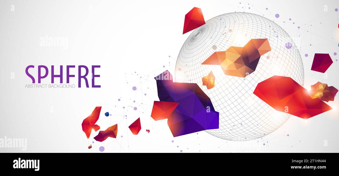 Abstract sphere background with plexus effect. 3D surface Stock Vector ...