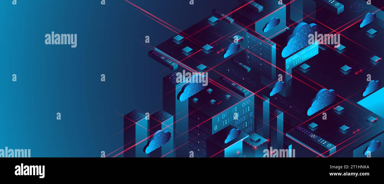Isometric big data flow processing concept, database. Abstract ...