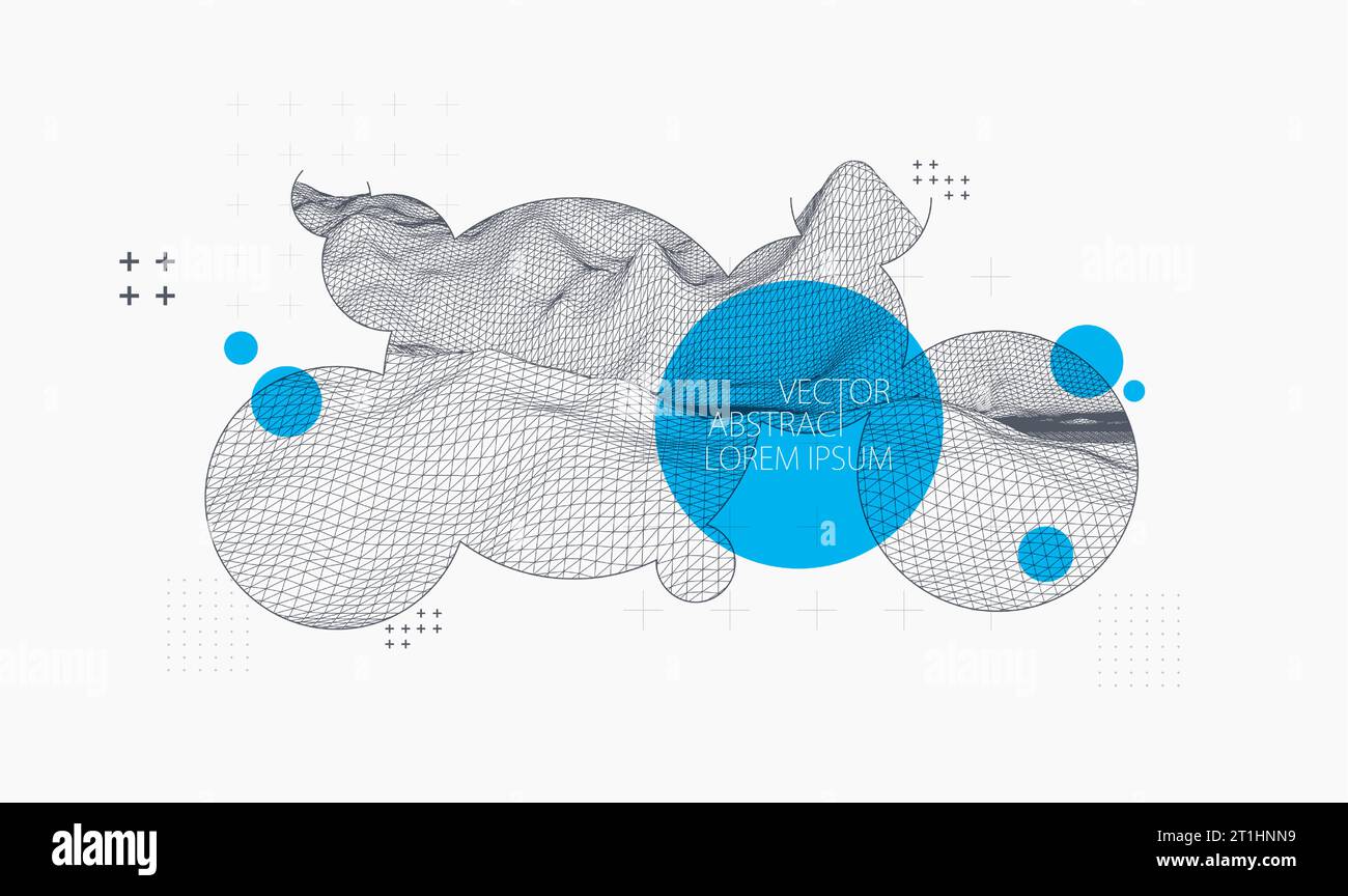Modern science or technology elements. Trendy abstract background. Cyberspace surface illustration. Vector. Stock Vector