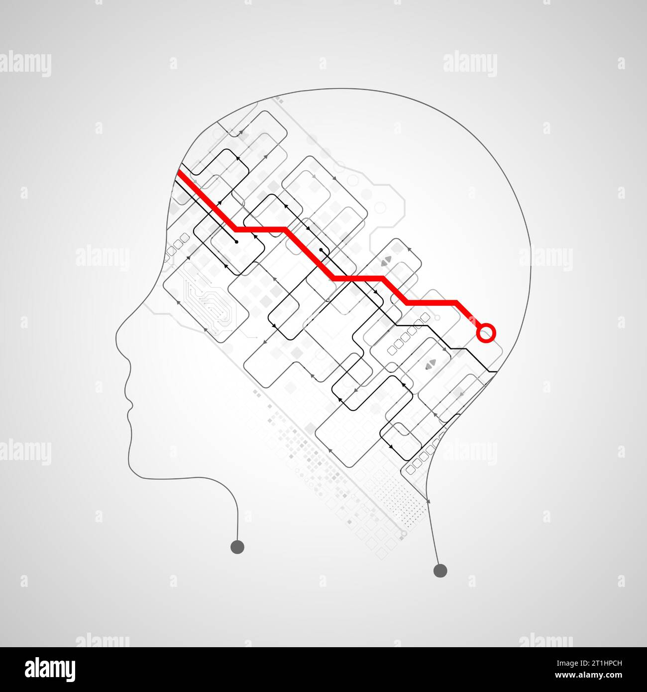Artificial intelligence (AI) and big data concept. Machine cyber mind. Humen face with binary data flow. Technology vector background. Stock Vector