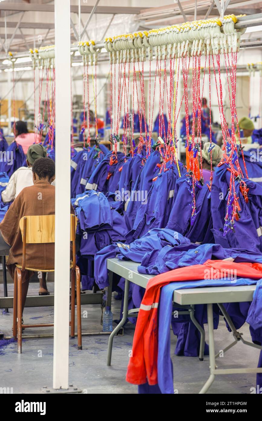 Industrial Textile Factory In Africa Producing Workwear The Sewing Hall With The Automated Line