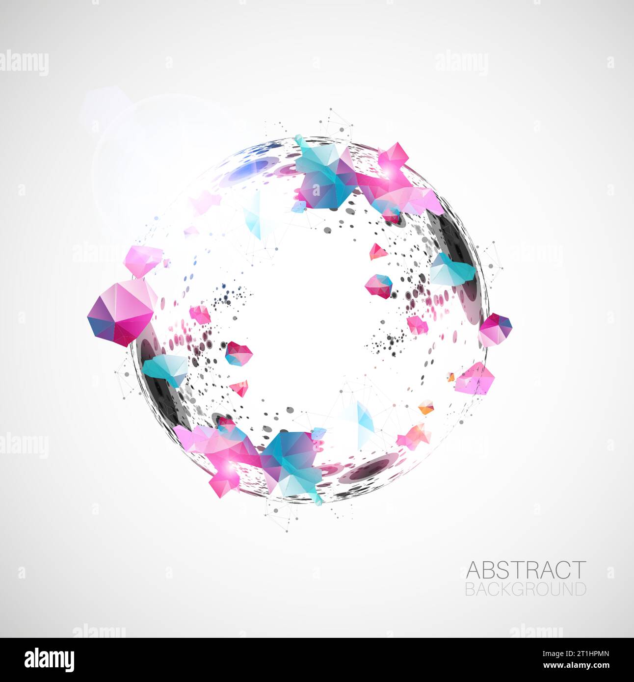 Abstract sphere background with plexus effect. 3D surface. Stock Vector